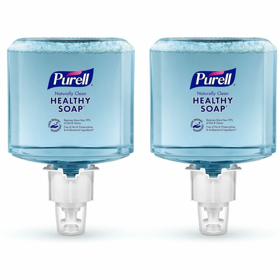 PURELL&reg, ES6 CRT HEALTHY SOAP™, Naturally Clean Foam - Naturally Clean Scent - 1.27 quart - Dirt Remover, Kill Germs - Skin - Antibacterial - Blue - Preservative-free, Paraben-free, Phthalate-free, Dye-free, Bio-based, Quick Rinse - 2 / Carton
