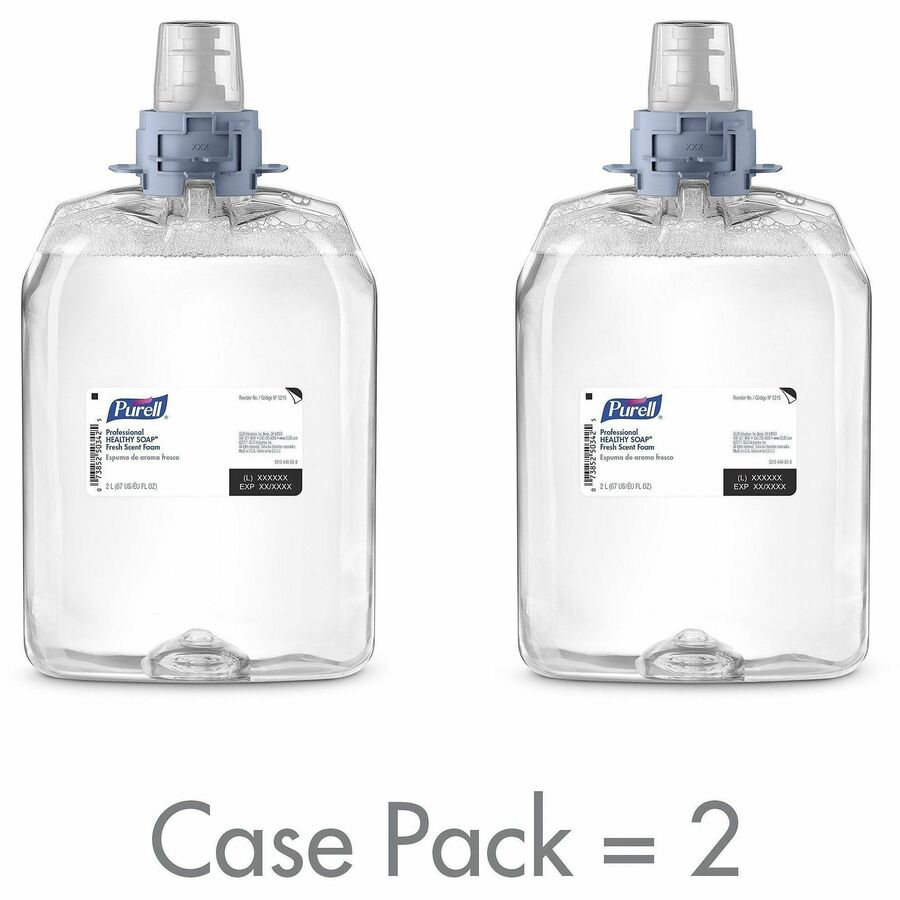 PURELL&reg, FMX-20 HEALTHY SOAP Fresh Scent Foam - Fresh Scent - 2.11 quart - Dirt Remover, Kill Germs - Hand, Skin - Moisturizing - Clear - Dye-free, Pleasant Scent, Bio-based, Phthalate-free, Paraben-free, Triclosan-free - 2 / Carton