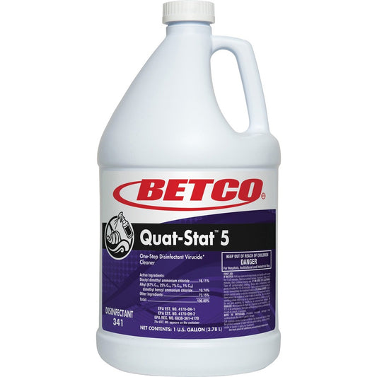 Betco Quat-Stat 5 Disinfectant Gallon - Concentrate - 128 fl oz (4 quart) - Lavender Scent - Deodorant - Purple - 1 Each