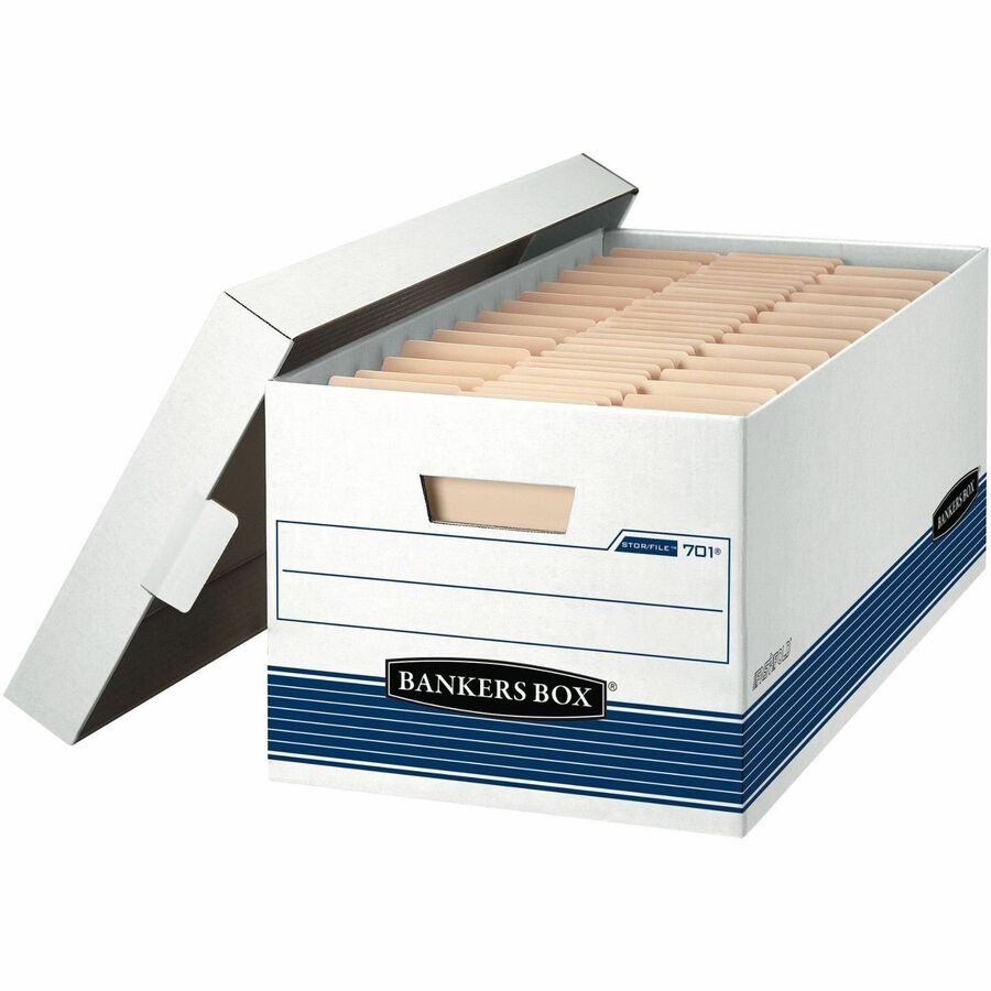 Bankers Box STOR/FILE File Storage Box - Internal Dimensions: 12" Width x 24" Depth x 10" Height - External Dimensions: 12.9" Width x 25.4" Depth x 10.3" Height - Media Size Supported: Letter x 24" - Lift-off Closure - Medium Duty - Double End/Double B...