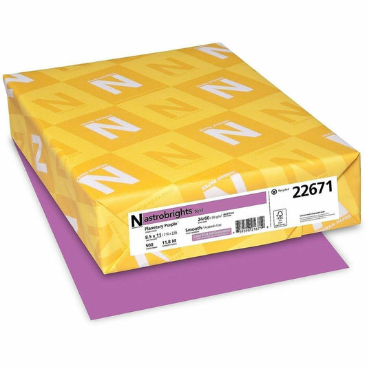 Astrobrights Color Copy Paper - Planetary Purple - Letter - 8 1/2" x 11" - 24 lb Basis Weight - Green Seal - Heavyweight, Acid-free, Lignin-free - Purple - 1 Ream