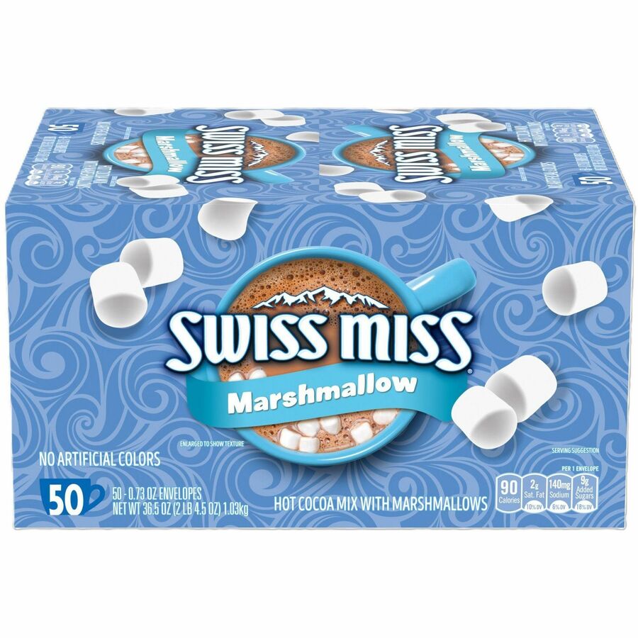 Swiss Miss&reg, Milk Chocolate Hot Cocoa Mix - Powder - 0.73 oz - Marshmallow - 50 / Box