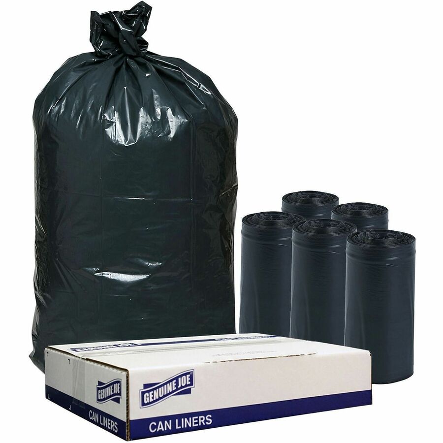 Genuine Joe Slim Jim 23-gallon Can Liners - Medium Size - 23 gal Capacity - 43" Length x 28.50" Width - Low Density - Black - Office Waste, Food, Can - 150/Box - 112 / Pallet