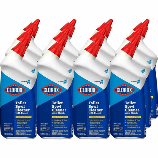 CloroxPro, Toilet Bowl Cleaner with Bleach - For Multipurpose - Gel - 24 fl oz (0.8 quart) - Fresh Scent - Recommended For: Stain Remover, Bacteria Remover, Odor Remover, Germs Remover - Disinfectant, Deodorize - Clear - 2 / Pallet