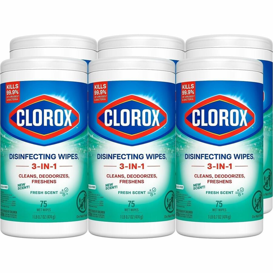 Clorox Disinfecting Wipes, Bleach-Free Cleaning Wipes - For Multipurpose - Fresh Scent - Recommended For: Bacteria Remover, Virus Remover, Germs Remover, Grease Remover - Bleach-free, Pre-moistened, Phosphorous-free, Easy Tear, Easy to Use, Antibacteri...