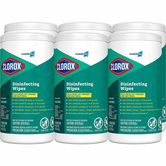 CloroxPro, Disinfecting Wipes - For Multi Surface, Glass, Mirror - Ready-To-Use - Wipe - Fresh Scent - Recommended For: Virus Remover, Bacteria Remover, Germs Remover - Easy Tear, Pre-moistened, Bleach-free, Phosphorous-free, Easy to Use, Antibac...