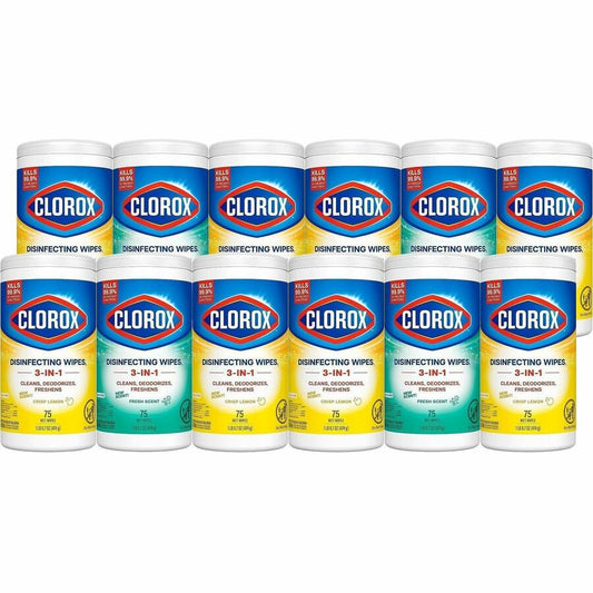 Clorox Disinfecting Bleach Free Cleaning Wipes Value Pack - For Multi Surface, Multipurpose - Wipe - Crisp Lemon, Fresh Scent - Recommended For: Grease Remover, Soap Scum Remover, Grime Remover, Germs Remover, Bacteria Remover, Dust Mite Remover, Debri...