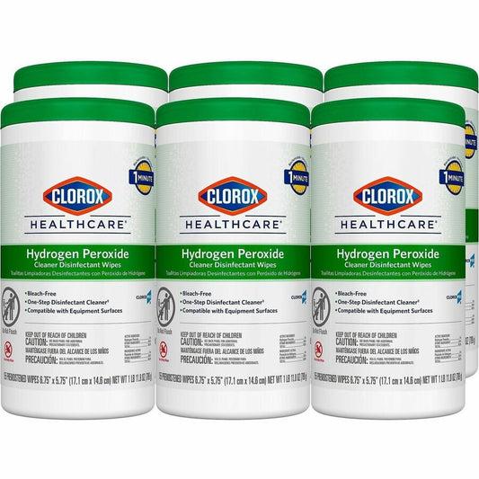 Clorox Healthcare Hydrogen Peroxide Cleaner Disinfectant Wipes - For Multi Surface, Multipurpose - Wipe - 5.75" Length x 6.75" Width - Recommended For: Bacteria Remover, Fungi Remover, Virus Remover, Germs Remover, Soil Remover - Bleach-free, Antibacte...