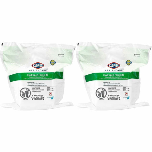 Clorox Healthcare Hydrogen Peroxide Cleaner Disinfectant Wipes Bucket Refill - For Multi Surface, Multipurpose - Wipe - 11" Length x 12" Width - Recommended For: Bacteria Remover, Fungi Remover, Virus Remover, Germs Remover - Bleach-free, Antibacterial...