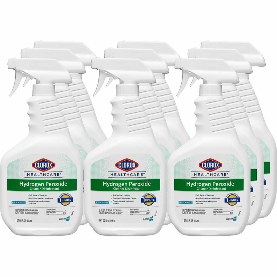 Clorox Healthcare Hydrogen Peroxide Cleaner Disinfectant Spray - 32 fl oz (1 quart) - Bleach-free, Antibacterial - Clear - 24 / Bundle