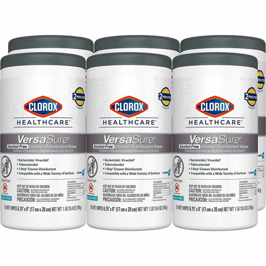 Clorox Healthcare VersaSure Cleaner Disinfectant Wipes - For Multi Surface, Multipurpose - Wipe - 8" Length x 6.75" Width - Recommended For: Bacteria Remover, Virus Remover, Fungi Remover - Durable, Alcohol-free, Low Odor, Fragrance-free, Fume-free, St...