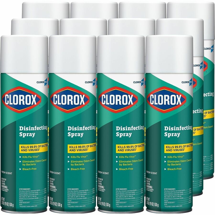 CloroxPro™, Disinfecting Spray - For Multipurpose, Multi Surface - Spray - 19 fl oz (0.6 quart) - Fresh Scent - Recommended For: Virus Remover, Fungi Remover, Bacteria Remover, Odor Remover, Mold Remover - Deodorize, Bleach-free, Antibacterial, Di...