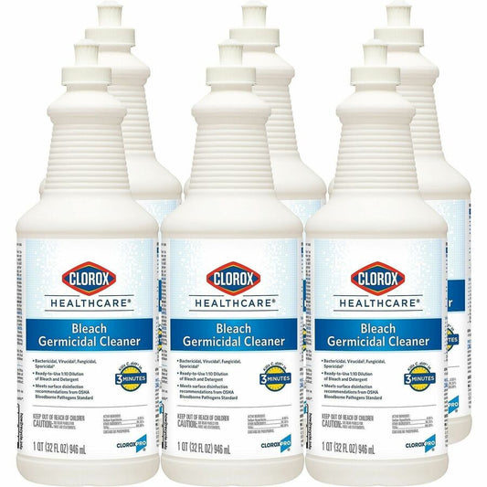 Clorox Healthcare Pull-Top Bleach Germicidal Cleaner - Ready-To-Use - 32 fl oz (1 quart) - Anti-corrosive, Antibacterial, Disinfectant - White - 2 / Pallet