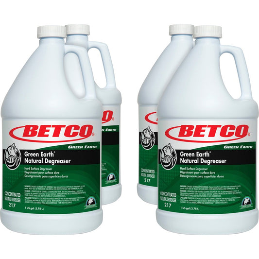 Betco Green Earth Natural Degreaser - Concentrate - 128 fl oz (4 quart) - Bio-based, Phosphate-free - Dark Green - 4 / Carton