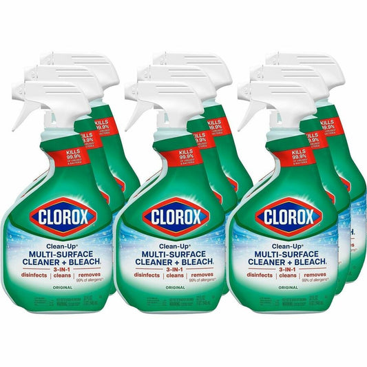 Clorox Clean-Up Multi-Surface Cleaner with Bleach - For Multi Surface - 32 fl oz (1 quart) - Original Scent - Recommended For: Stain Remover - Deodorize, Disinfectant, Easy to Use - Multi - 9 / Carton