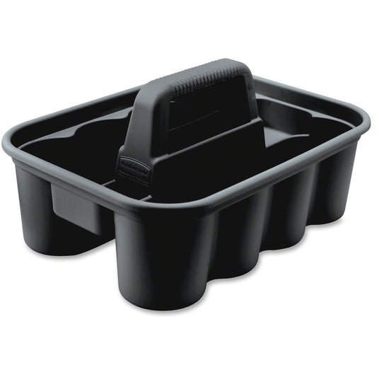 Rubbermaid Commercial Deluxe Carry Caddy - 15" Length x 10.90" Width x 7.40" Height - Heavy Duty, Ergonomic Design, Handle, Heavy Duty - Black - 6 / Carton