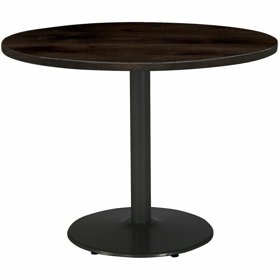 KFI 42" Round Vintage Wood Top Table - Round Top - 42" Height - Assembly Required - Espresso - Vintage Wood - 1 Each
