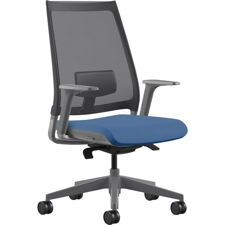 9 to 5 Seating Luna 3460 Task Chair - Blue Seat Color - Foam Seat Material - Gray Back Color - Mesh Back Material - 5-star Base - 1 Each
