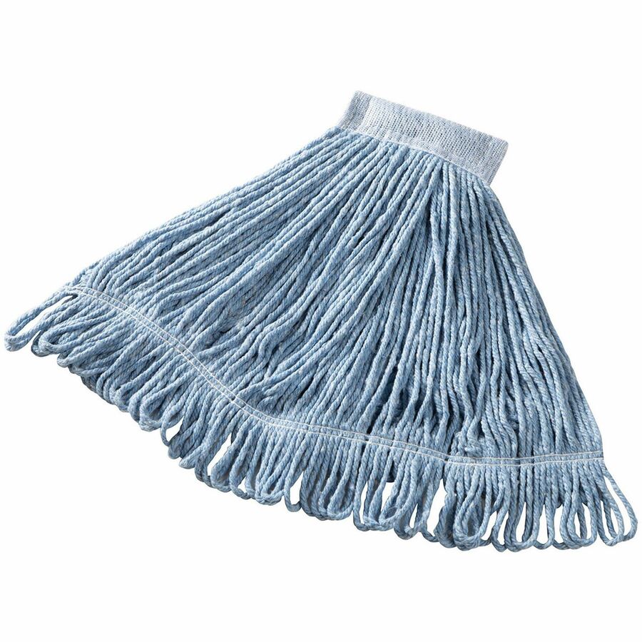 Rubbermaid Commercial 5" Headband Blend Wet Mop - Moisture Resistant, Looped Ends, Durable - Cotton, Synthetic Yarn - Blue - 1.25 lb - 6 / Carton