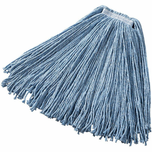 Rubbermaid Commercial 1" Headband Dura Pro Wet Mop - Cotton Head - 4-ply, Cut Ends, Absorbent, Durable - Blue - 12 / Carton