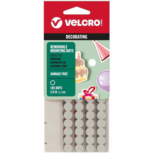 VELCRO&reg, Removable Mounting Tape - 0.63" Diameter - White - 195 / Pack