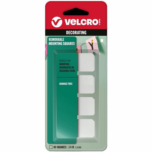 VELCRO&reg, Removable Mounting Tape - 0.75" Length x 0.75" Width - White - 80 / Pack