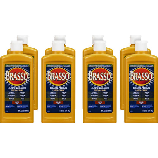 Brasso Metal Polish - 8 fl oz (0.3 quart) - Tan Bottle - 8 / Carton