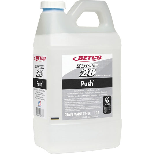 Betco BioActive Solutions FastDraw 28 Push Cleaner - Concentrate - 67.6 fl oz (2.1 quart) - New Green Scent - Non-flammable, Non-corrosive, Caustic-free, Spill Proof - Milky White - 1 Each