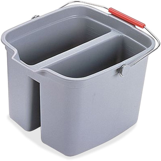 Rubbermaid Commercial Double Pail - 4.25 gal - Sturdy Handle - 10.1" x 13.9" - Plastic - Gray - 6 / Carton