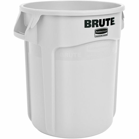 Rubbermaid Commercial Brute 10-Gallon Vented Containers - 10 gal Capacity - Round - Tear Resistant, UV Coated, Damage Resistant, Handle, Reinforced, Warp Resistant, Crack Resistant - 17.3" Height x 15.6" Diameter - Plastic - White - 6 / Carton