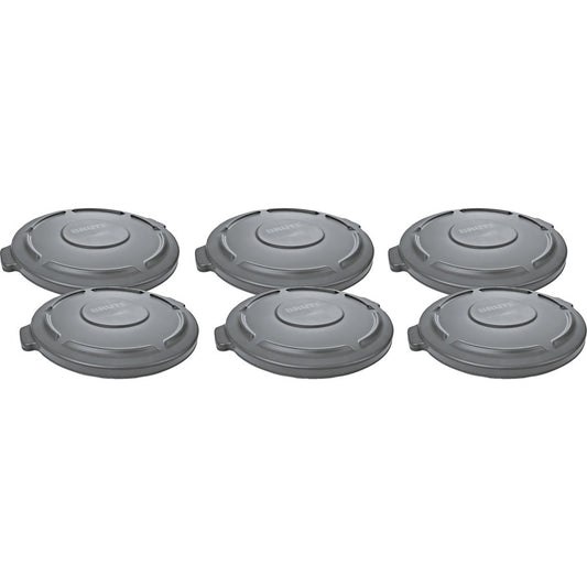 Rubbermaid Commercial Brute 20-gallon Container Lid - Round - Plastic - Gray - 6 / Carton