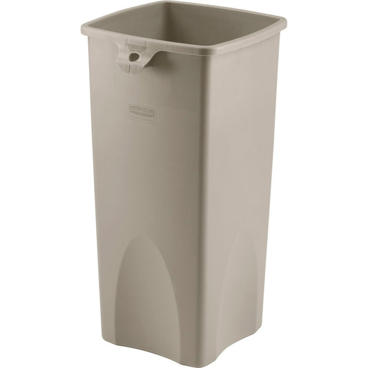 Rubbermaid Commercial Untouchable Square Container - 23 gal Capacity - Square - Durable, Crack Resistant - 32.9" Height x 16.5" Width x 15.5" Depth - Plastic - Beige - 3 / Carton
