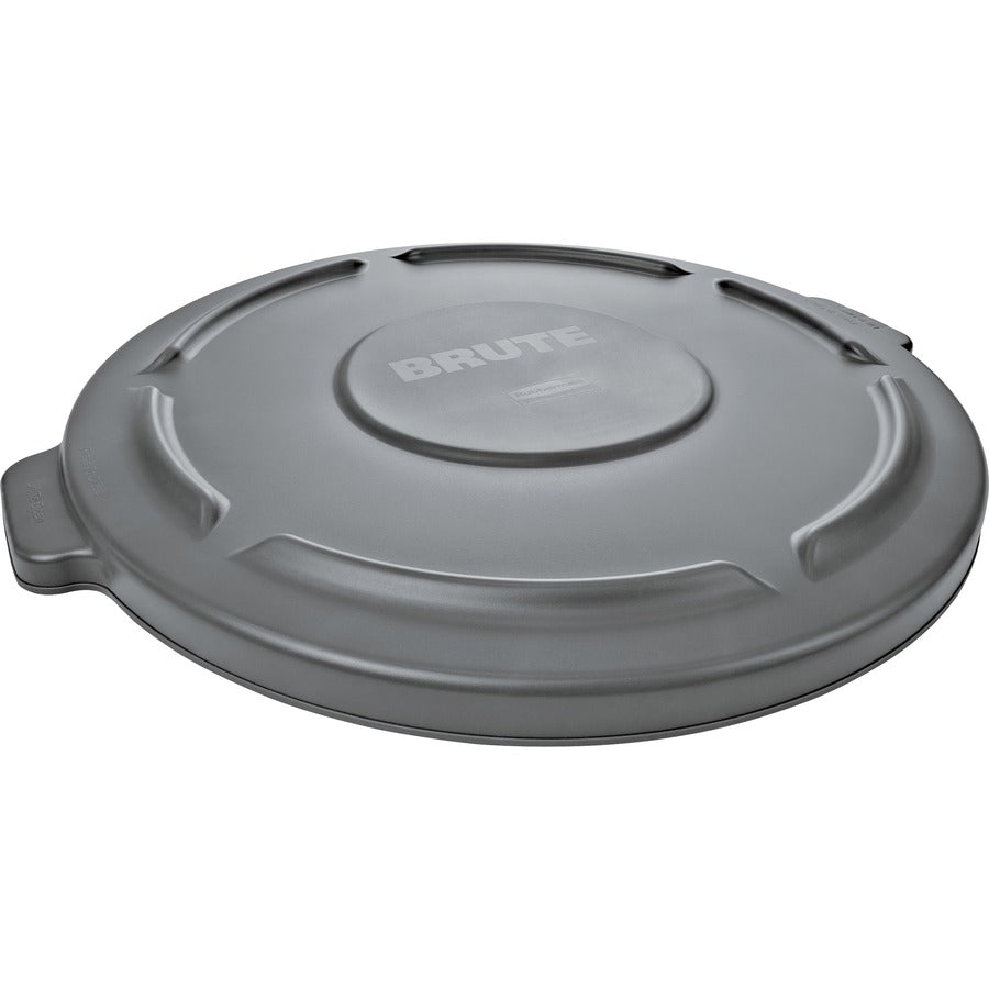 Rubbermaid Commercial Brute 32-Gallon Container Flat Lids - Round - Plastic - Gray - 6 / Carton