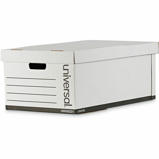 Universal Medium-Duty Easy Assembly Storage Box, Legal Files, White, 12/Carton - Internal Dimensions: 15.13" Width x 24" Depth x 10.25" Height - Media Size Supported: Legal - Lift-off Closure - Medium Duty - Stackable - Corrugated Fiberboard - White...
