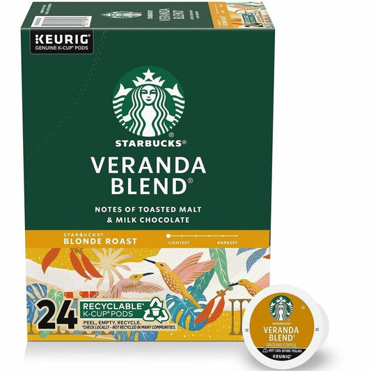 Starbucks&reg, K-Cup Veranda Blend Coffee - Compatible with Drip-coffee Brewer - Blonde - K-Cup - Veranda Blend - 24 / Box