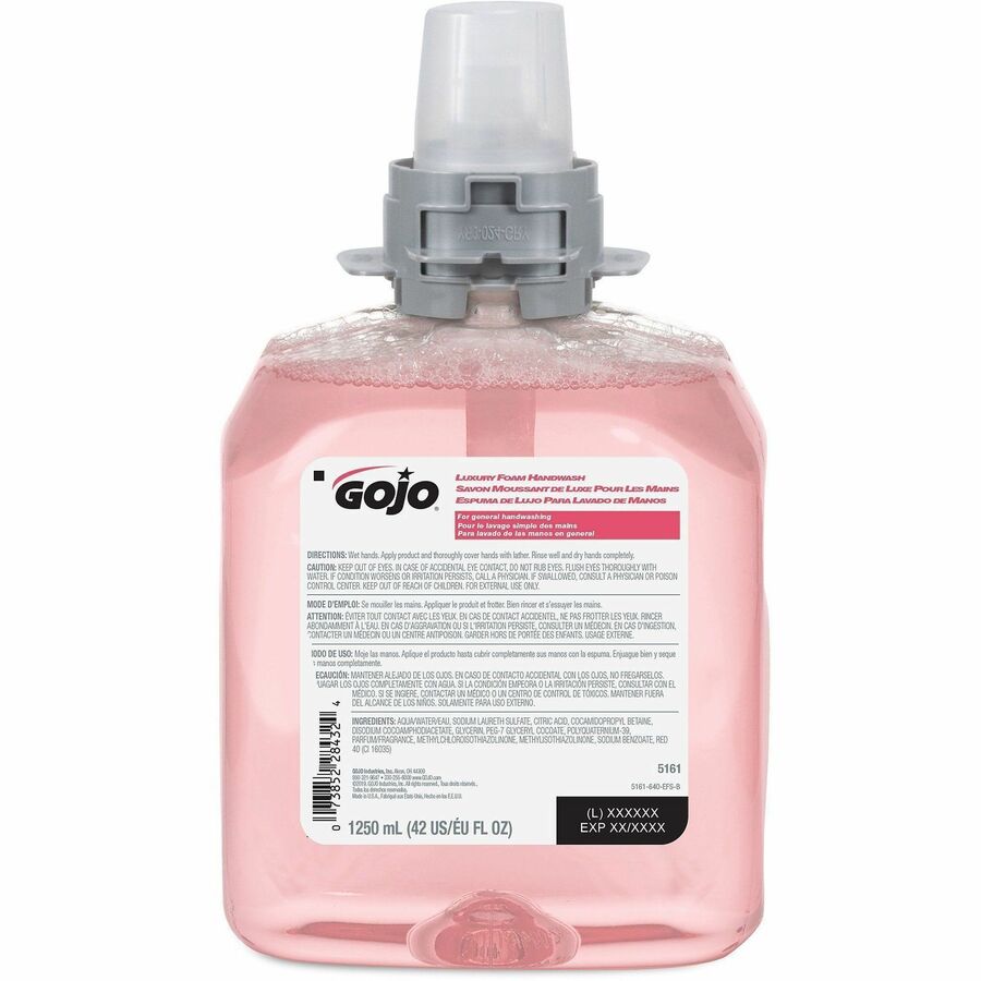 Gojo&reg, FMX-12 Refill Cranberry Luxury Foam Handwash - Cranberry Scent - 1.32 quart - Hand - Amber - Drip-free, Antibacterial-free, Bio-based - 1 Each