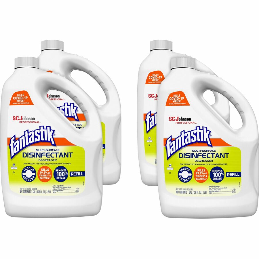 fantastik&reg, Disinfectant Degreaser - 128 fl oz (4 quart) - Fresh Scent - Disinfectant, Easy to Use, Rinse-free, Deodorize, Non-porous - White - 4 / Carton
