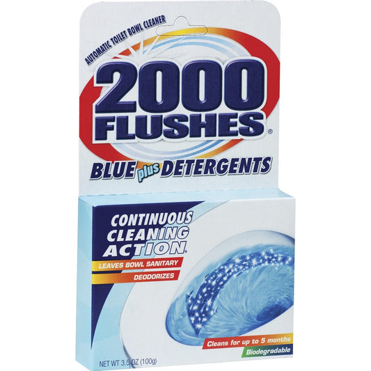 WD-40 2000 Flushes Automatic Toilet Bowl Cleaner - For Toilet Bowl - Powder - 3.50 oz (0.22 lb) - Recommended For: Stain Remover - Deodorize, Long Lasting - Blue - 12 / Carton