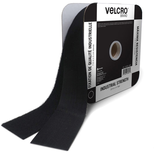 VELCRO&reg, Industrial Fastener Tape - 25 ft Length x 2" Width - Black - 1 Roll