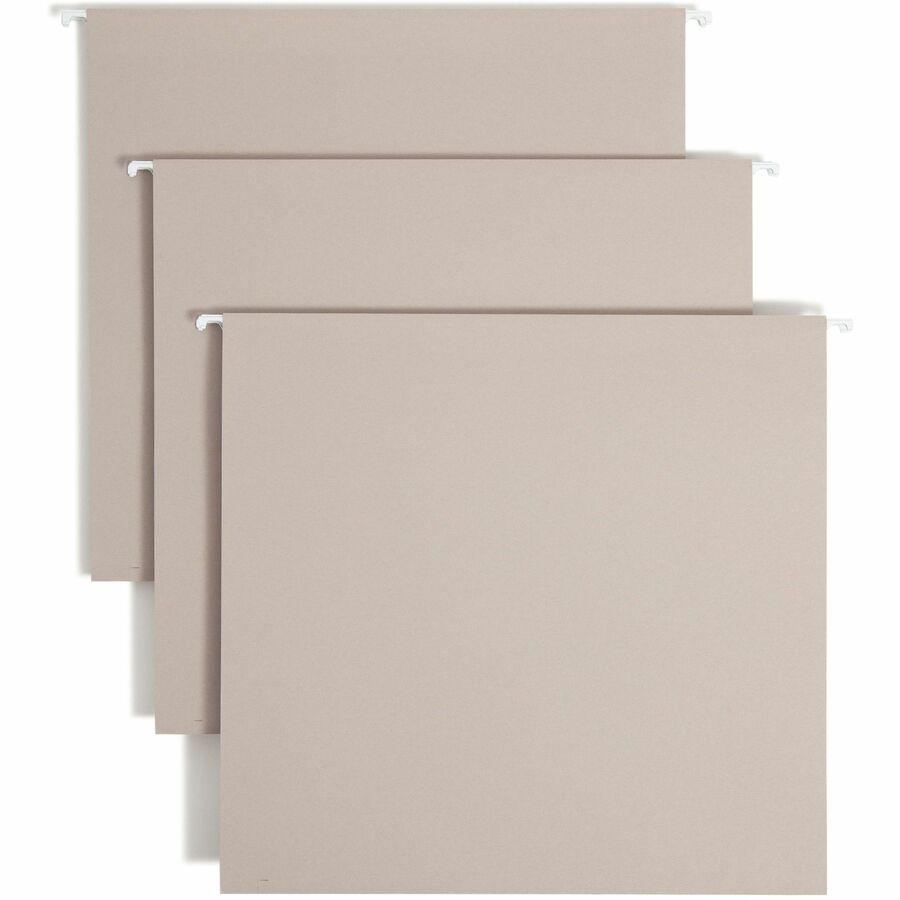 Smead TUFF 1/3 Tab Cut Letter Hanging Folder - 8 1/2" x 11" - 4" Expansion - Top Tab Location - Assorted Tab Position - Steel Gray - Bend Resistant, Heavy Duty, Tear Resistant, Reinforced Rod - 10% Recycled - 18 / Box