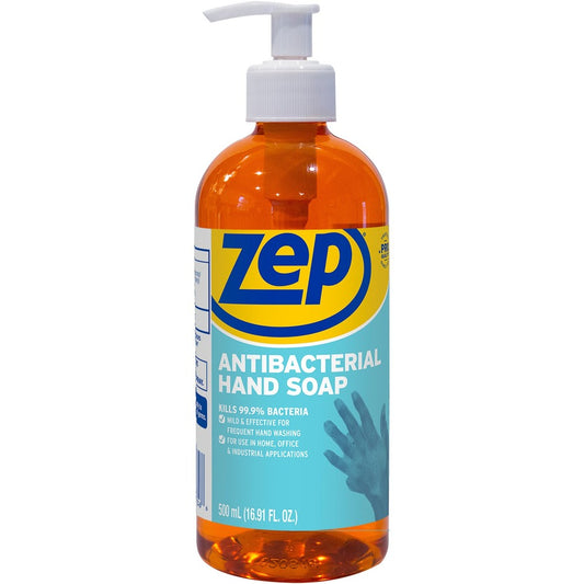 Zep Antimicrobial Hand Soap - Fresh Clean Scent - 16.91 fl oz - Kill Germs, Bacteria Remover, Soil Remover - Hand - Antibacterial - Orange - Non-abrasive, Solvent-free, Residue-free - 12 / Carton