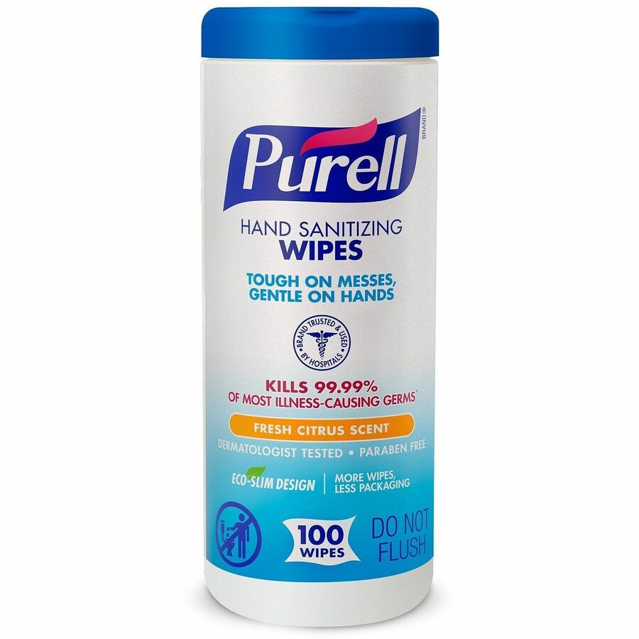 PURELL&reg, Sanitizing Wipes - Fresh Citrus - White - 100/Tub - 1 Each