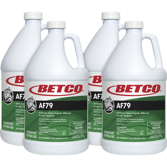 Betco AF79 Acid-Free Restroom Cleaner - Ready-To-Use - 128 fl oz (4 quart) - Citrus Bouquet Scent - Disinfectant, Deodorize, Long Lasting, Rinse-free - Clear Blue - 4 / Carton