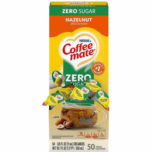 Coffee mate Sugar-Free Hazelnut Nondairy Liquid Creamer Singles - Hazelnut Flavor - 0.38 fl oz (11 mL) - 50 / Box