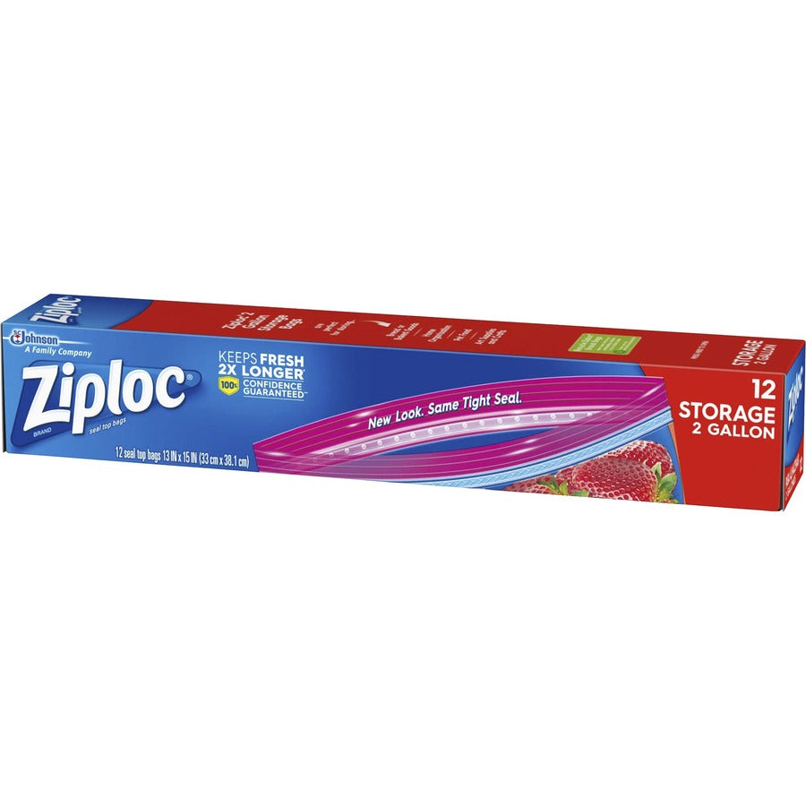 Ziploc, 2-gallon Storage Bags - Extra Large Size - 2 gal Capacity - 13" - Zipper Closure - Clear - Plastic - Food, Money, Vegetables, Fruit, Yarn, Cosmetics, Business Card, Map, Meat, Seafood, Poultry - 1 Box