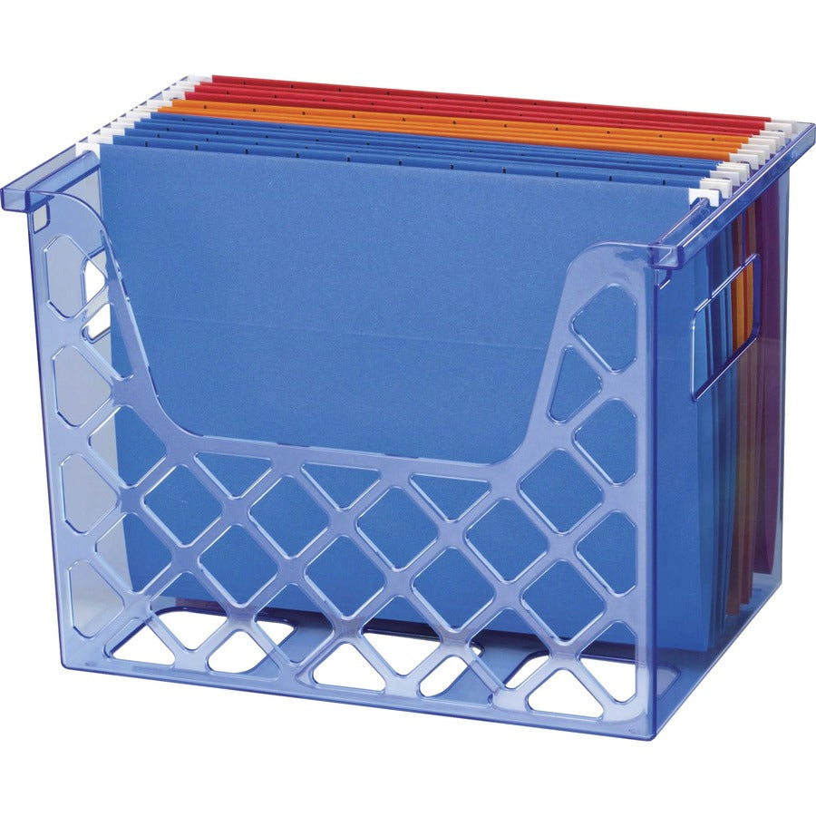 Officemate Blue Glacier Desktop File Organizer - 10.75" Height x 13.25" Width x 8.63" Depth - Desktop - Compact, Portable - Transparent Blue - 1 Each