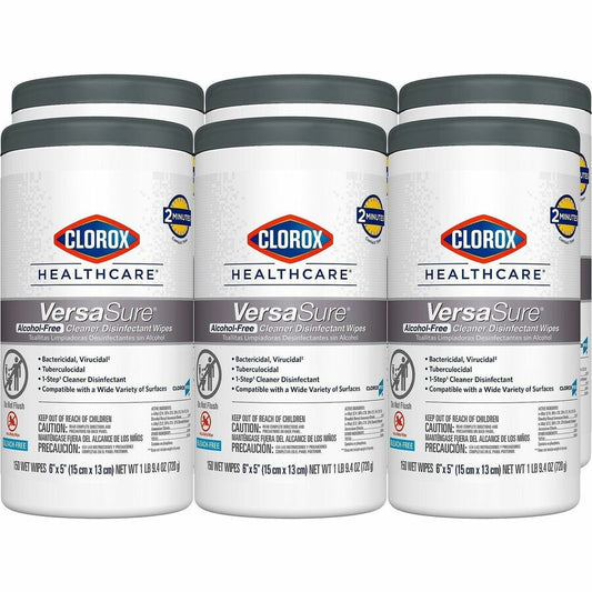 Clorox Healthcare VersaSure Disinfectant Wipes - For Commercial, Medical Equipment, Hard Surface, Nonporous Surface - Ready-To-Use - 5" Length x 6" Width - Recommended For: Bacteria Remover, Virus Remover, Soil Remover, Blood Remover - Strong, Durable...