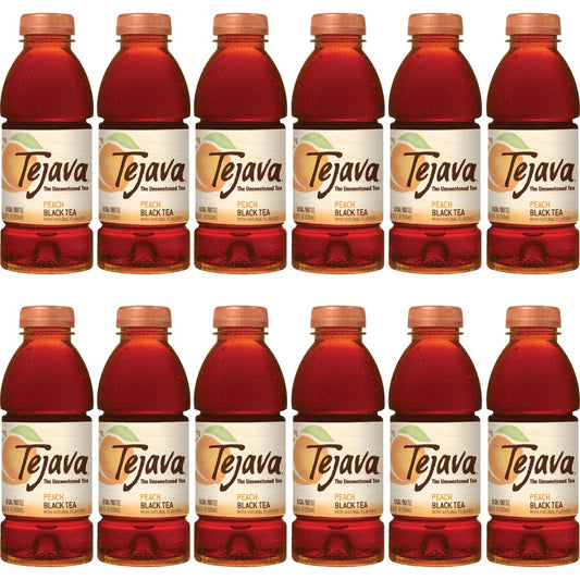 Tejava Peach Black Tea Bottle - Black Tea - GMO Free - 12 / Carton