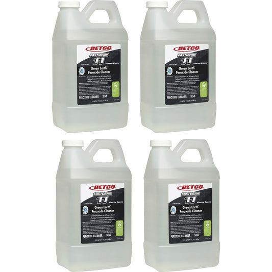 Betco Green Earth FastDraw 11 Peroxide Cleaner - For Multi Surface - Concentrate - Liquid - 67.6 fl oz (2.1 quart) - Fresh Mint Scent - Recommended For: Stain Remover, Mold Remover, Soap Scum Remover, Mineral Deposit Remover - Clear - 4 / Carton