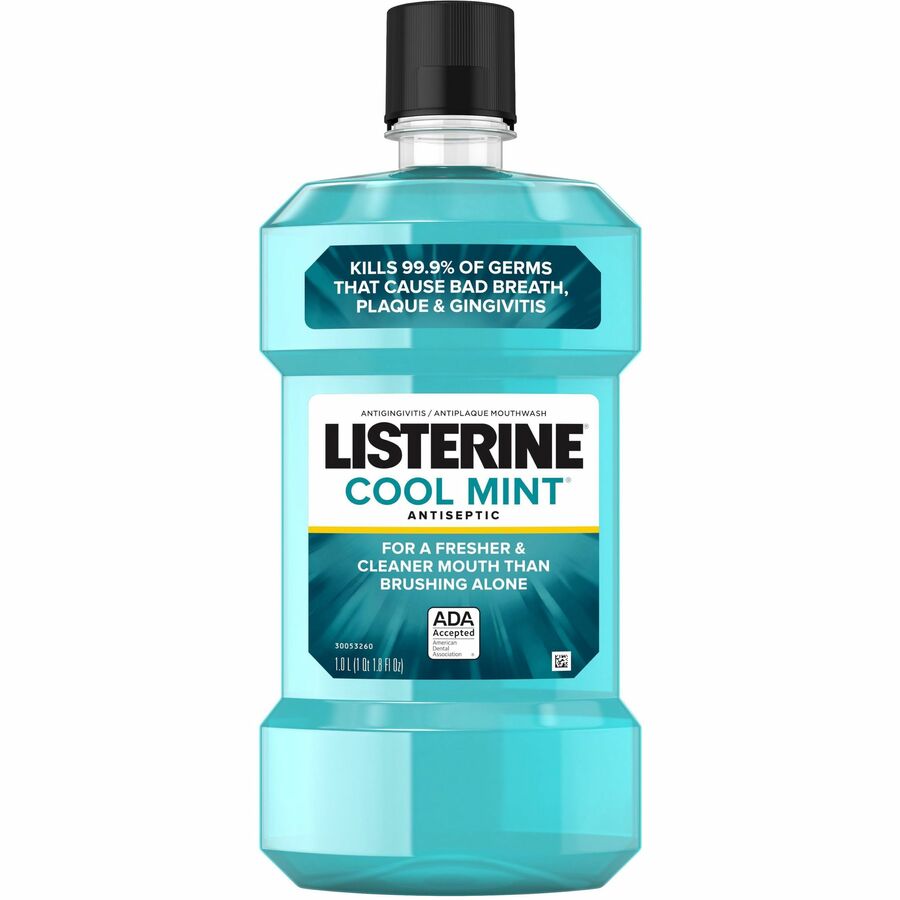 LISTERINE&reg, Cool Mint Antiseptic Mouthwash - For Bad Breath, Cleaning - Cool Mint - 1.06 quart - 1 Each